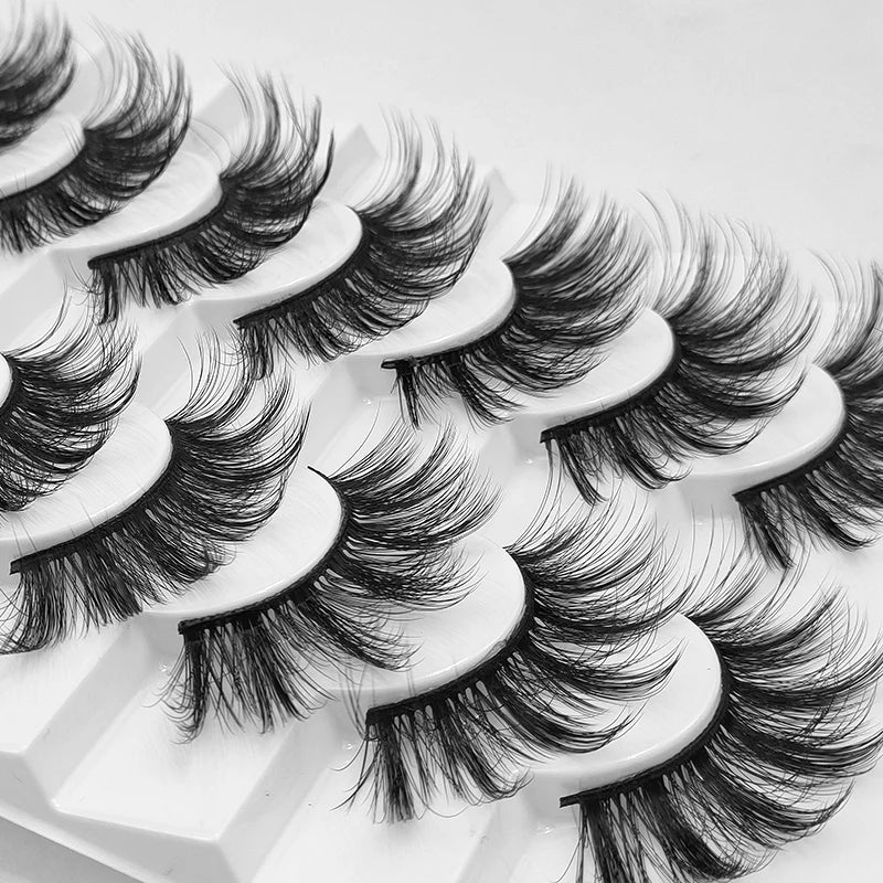 Dramatic Volume 3D Mink Fake Eyelashes 5D Curelty Free Vegan Dense Fluffy False Eye Lashes Silk Cat Eye Cilias