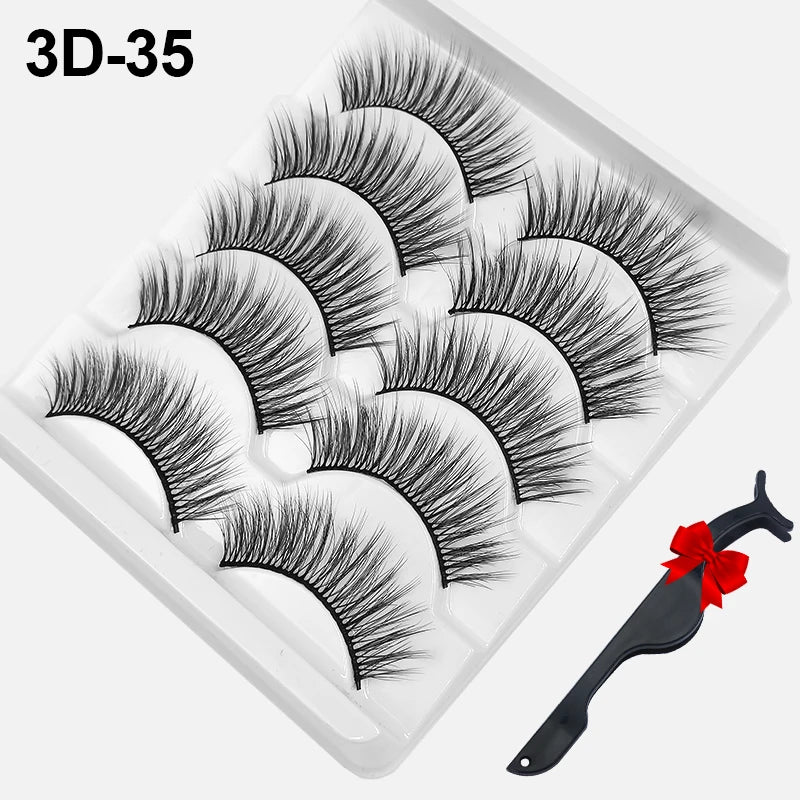 Dramatic Volume 3D Mink Fake Eyelashes 5D Curelty Free Vegan Dense Fluffy False Eye Lashes Silk Cat Eye Cilias