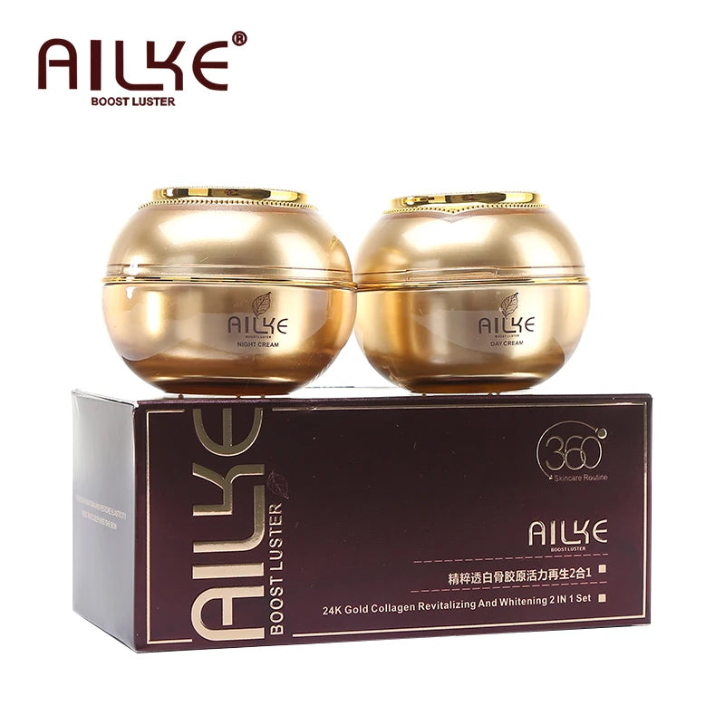 AILKE 24K gold facial essence glycerin liquid toner face skin cream whitening vitamin c brightening moisturizing beauty sets