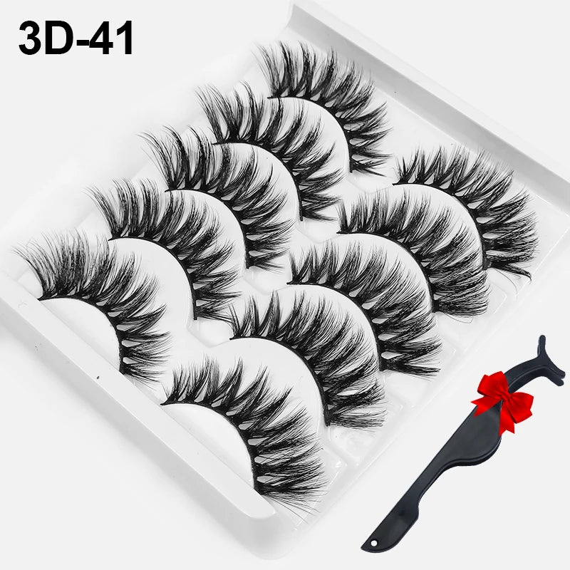 Dramatic Volume 3D Mink Fake Eyelashes 5D Curelty Free Vegan Dense Fluffy False Eye Lashes Silk Cat Eye Cilias