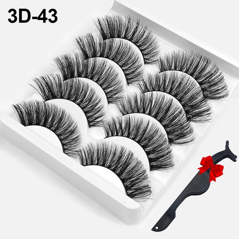 Dramatic Volume 3D Mink Fake Eyelashes 5D Curelty Free Vegan Dense Fluffy False Eye Lashes Silk Cat Eye Cilias