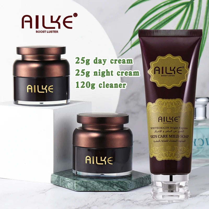 AILKE Hot Selling Face care creams sets Kojic Acid SPF UVA & UVB Sunscreen Facial Skin Whitening Moisturizer Anti Aging Wrinkles