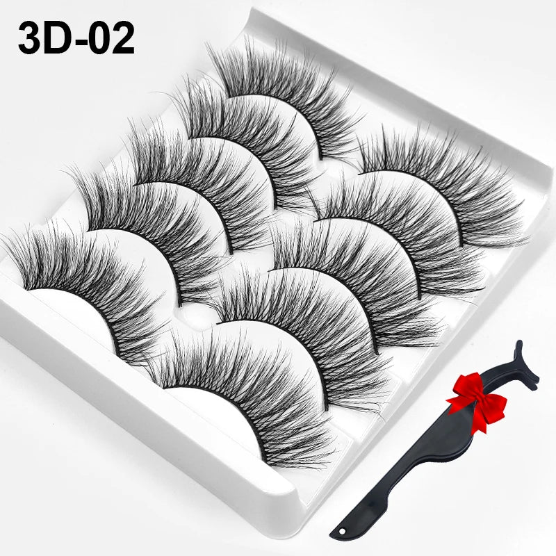 Dramatic Volume 3D Mink Fake Eyelashes 5D Curelty Free Vegan Dense Fluffy False Eye Lashes Silk Cat Eye Cilias