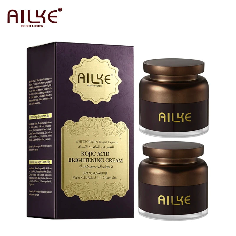 AILKE Hot Selling Face care creams sets Kojic Acid SPF UVA & UVB Sunscreen Facial Skin Whitening Moisturizer Anti Aging Wrinkles