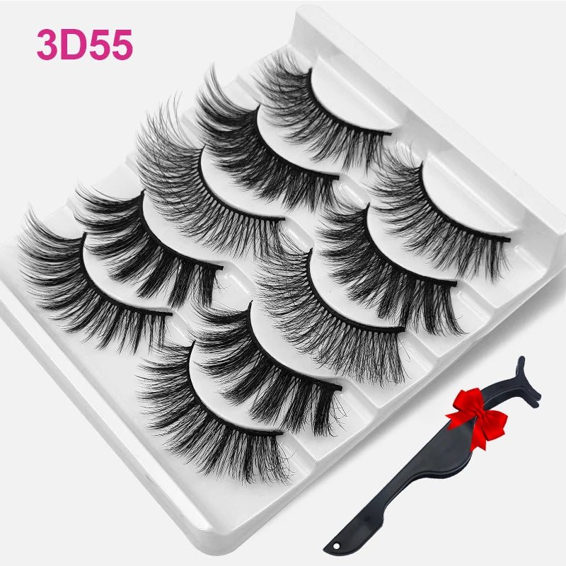 Dramatic Volume 3D Mink Fake Eyelashes 5D Curelty Free Vegan Dense Fluffy False Eye Lashes Silk Cat Eye Cilias