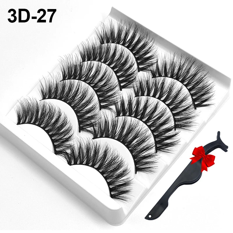 Dramatic Volume 3D Mink Fake Eyelashes 5D Curelty Free Vegan Dense Fluffy False Eye Lashes Silk Cat Eye Cilias