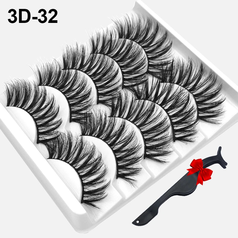 Dramatic Volume 3D Mink Fake Eyelashes 5D Curelty Free Vegan Dense Fluffy False Eye Lashes Silk Cat Eye Cilias