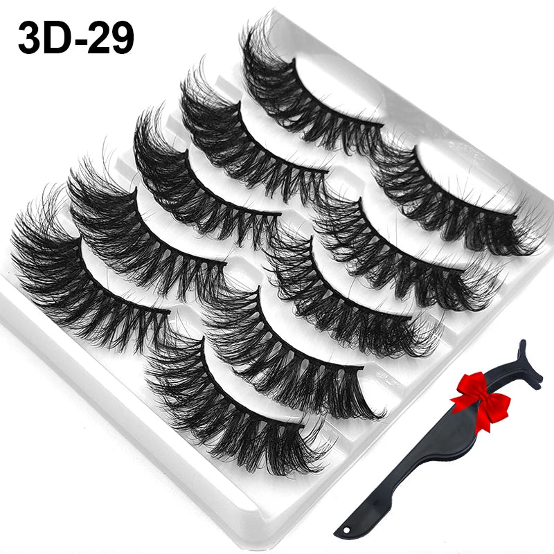 Dramatic Volume 3D Mink Fake Eyelashes 5D Curelty Free Vegan Dense Fluffy False Eye Lashes Silk Cat Eye Cilias