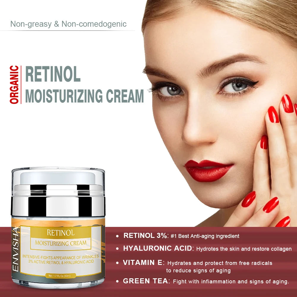 ENVISHA Face Skin Care Collagen Cream Retinol Whitening Hyaluronic Acid Vitamin Moisturizing Anti-wrinkle Aging Shrinks Pores