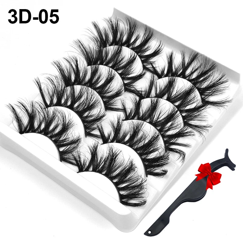 Dramatic Volume 3D Mink Fake Eyelashes 5D Curelty Free Vegan Dense Fluffy False Eye Lashes Silk Cat Eye Cilias