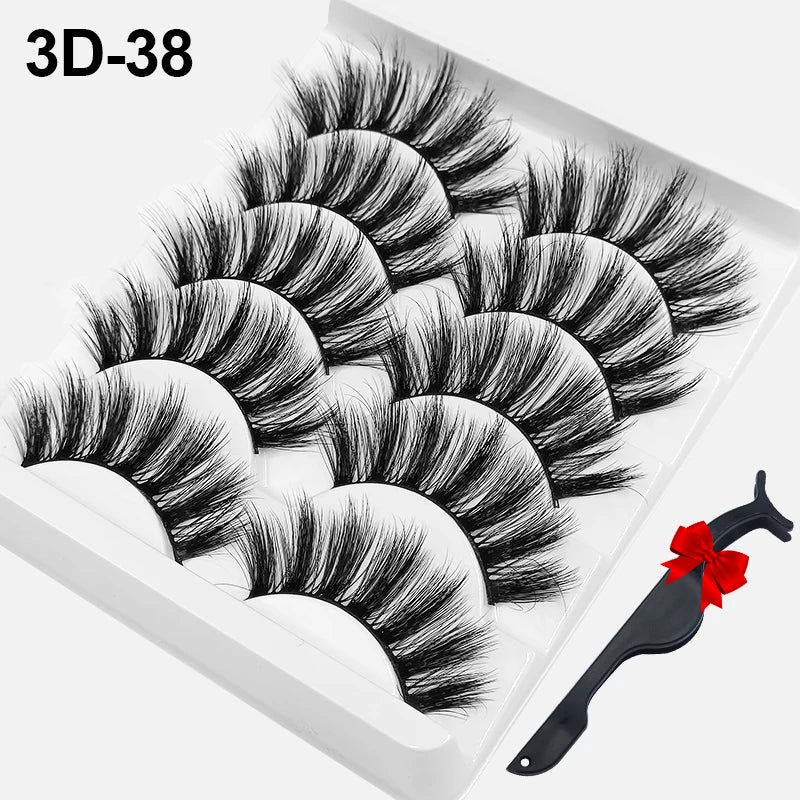 Dramatic Volume 3D Mink Fake Eyelashes 5D Curelty Free Vegan Dense Fluffy False Eye Lashes Silk Cat Eye Cilias