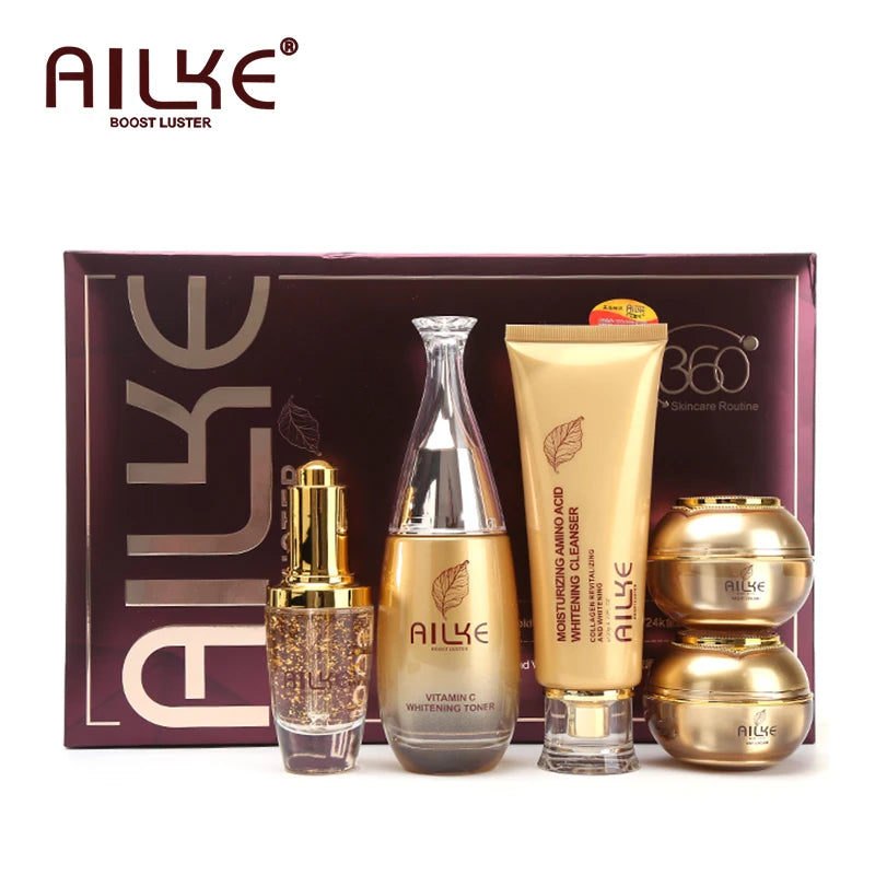 AILKE 24K gold facial essence glycerin liquid toner face skin cream whitening vitamin c brightening moisturizing beauty sets