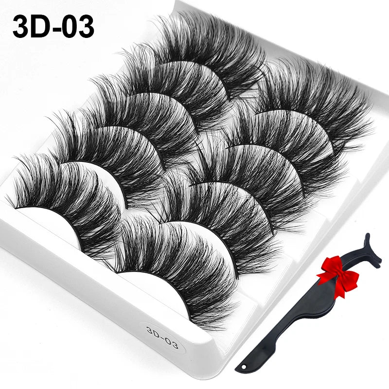 Dramatic Volume 3D Mink Fake Eyelashes 5D Curelty Free Vegan Dense Fluffy False Eye Lashes Silk Cat Eye Cilias