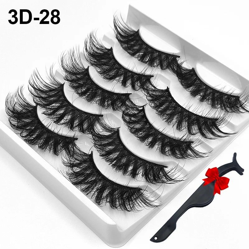 Dramatic Volume 3D Mink Fake Eyelashes 5D Curelty Free Vegan Dense Fluffy False Eye Lashes Silk Cat Eye Cilias