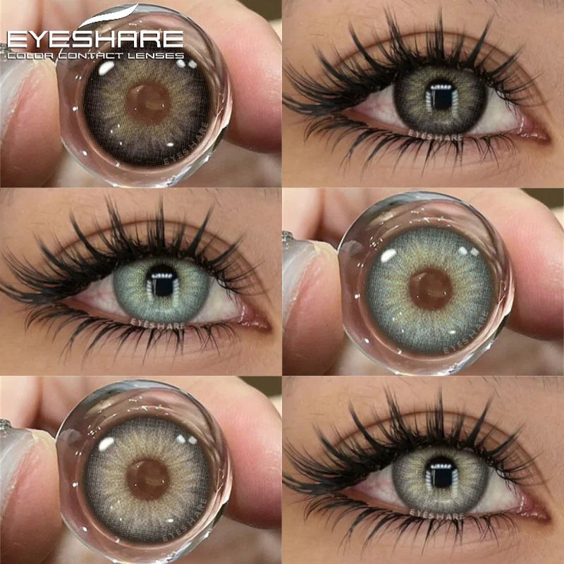 EYESHAE 1Pair Natural Colored Lenses for Eyes Fashion Blue Lenses Gray Contact Lenses Black Lense Colored Pupils for Eyes Yearly