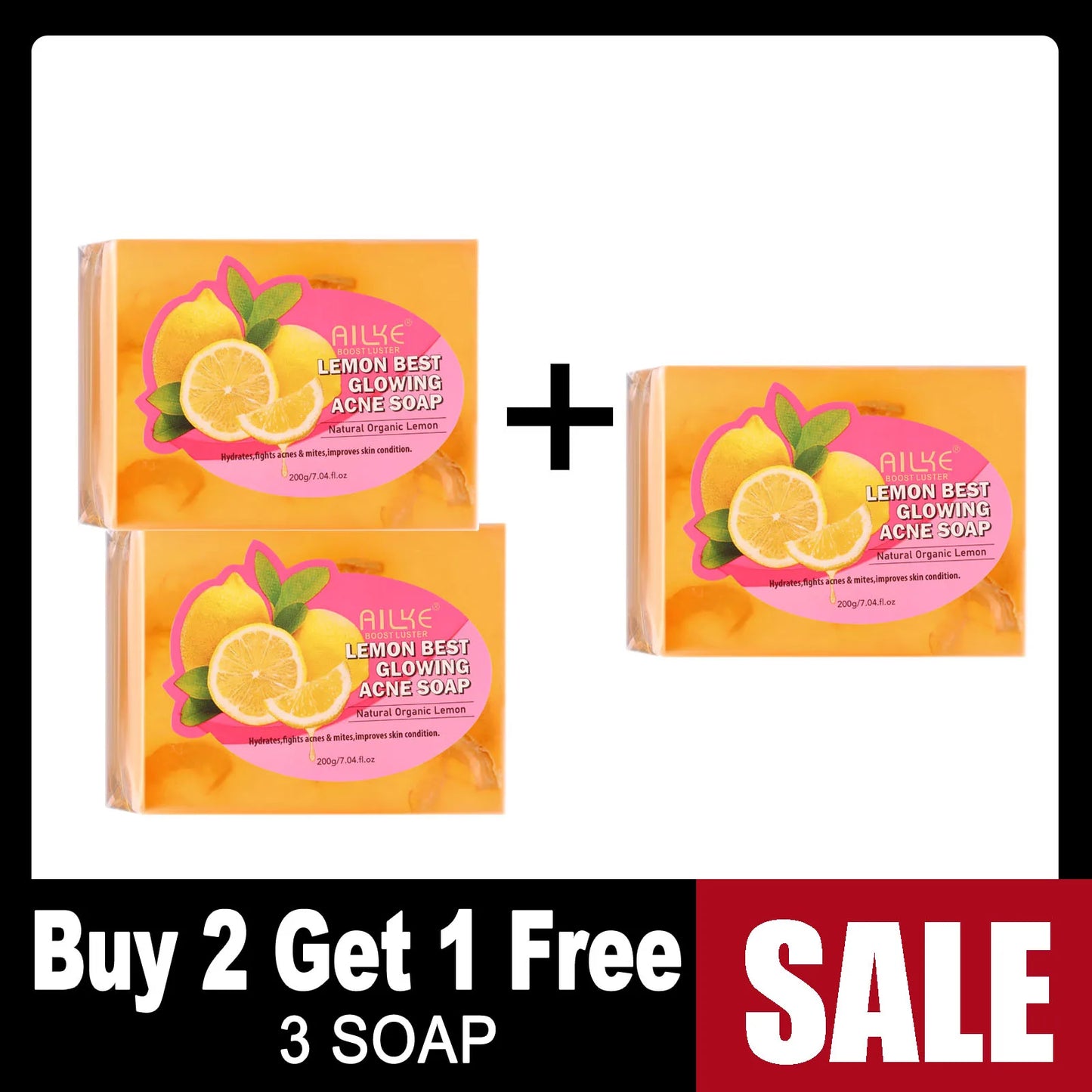 AILKE Natural Lemon Soap Bar, Lightening, Moisturizing, Reduce Dark Spots, Deep Clean, Oil Control, For All Skin Types