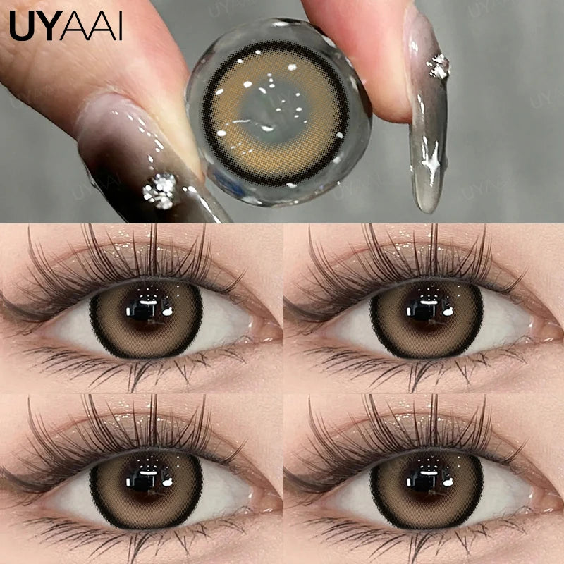 UYAAI Big Eye Black Lenses Colored Contact Lenses for Eyes 15mm/14.5mm Brown Natural Eye Color Len Gray Lenses Purple Lenses y2k