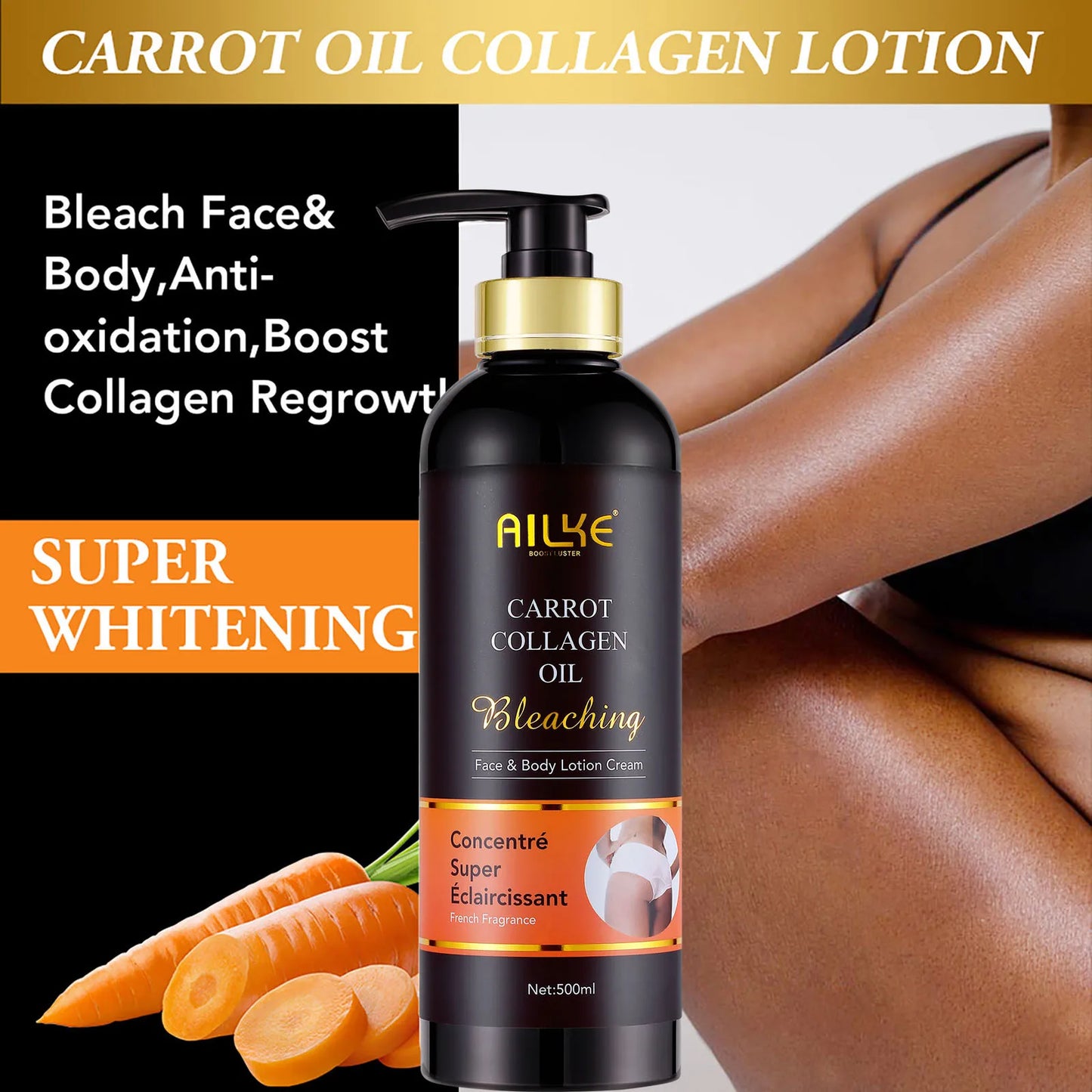 Brightening Body Lotion With Collagen, Carotene, Shea Butter, Moisturizing, Smoothing Increase Skin Radiance, For All Skin Types