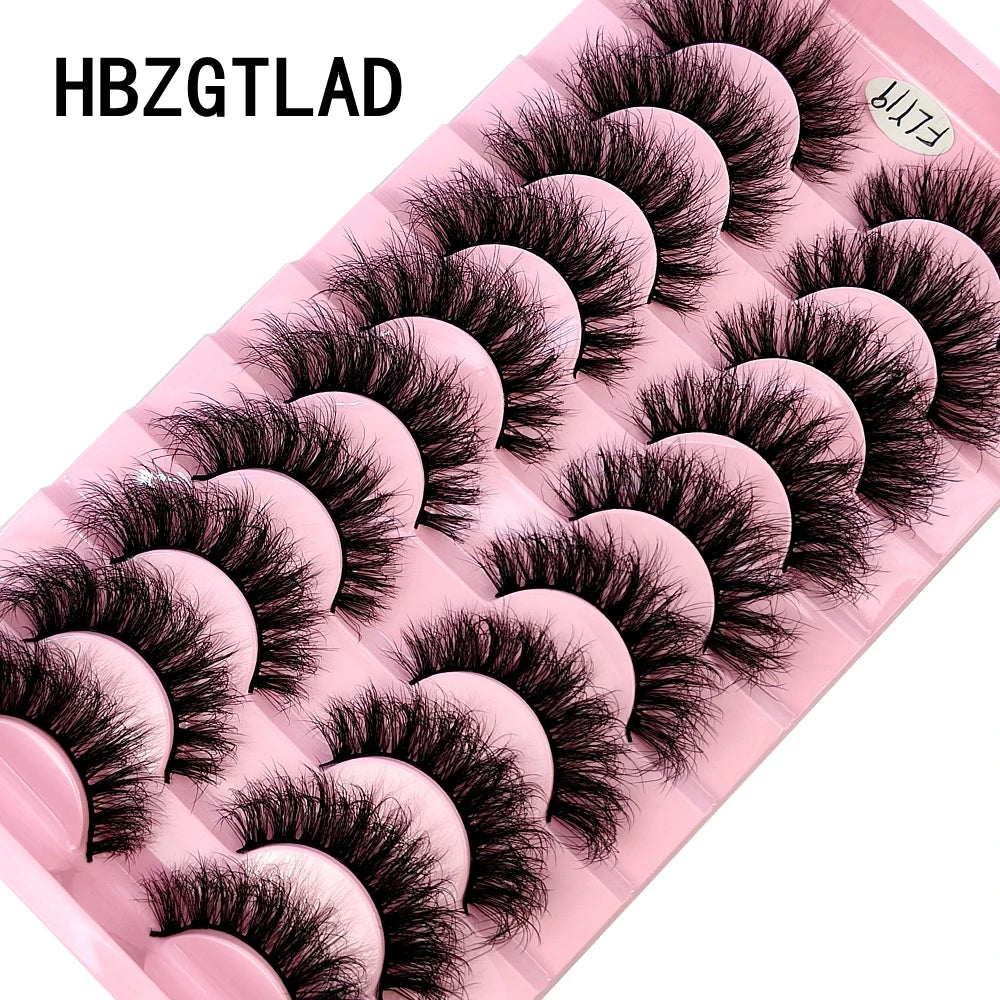 10 Pairs Faux Mink Eyelashes Handmade False Eyelashes Natural Nude Makeup Simulation Cross Messy Eye 3D Curly Eyelashes