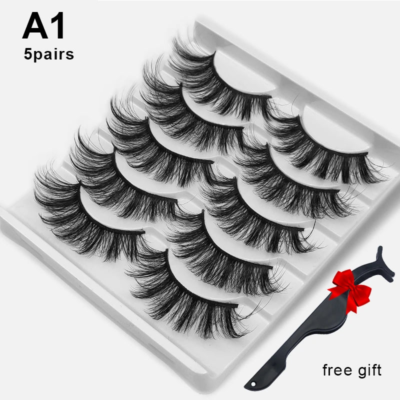 Dramatic Volume 3D Mink Fake Eyelashes 5D Curelty Free Vegan Dense Fluffy False Eye Lashes Silk Cat Eye Cilias