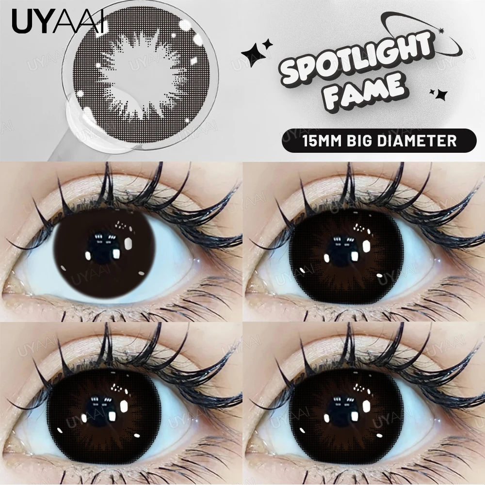 UYAAI Big Eye Black Lenses Colored Contact Lenses for Eyes 15mm/14.5mm Brown Natural Eye Color Len Gray Lenses Purple Lenses y2k