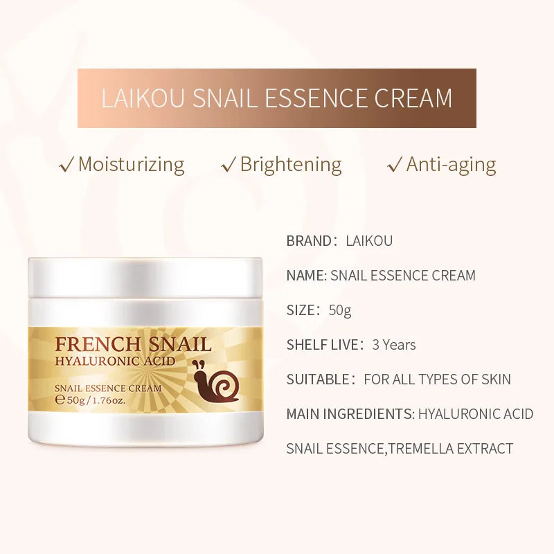 LAIKOU 25/50g Women Facial Snail Day Cream Collagen Moisturizing Skin Hydrate Korea Face Skin Care