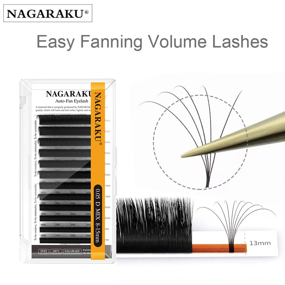 NAGARAKU Fast Shipping Easy Fan Auto Eyelash Extension Supplies Handing Making Fast Bloom Flowering Pre-bonded Lashes Volume