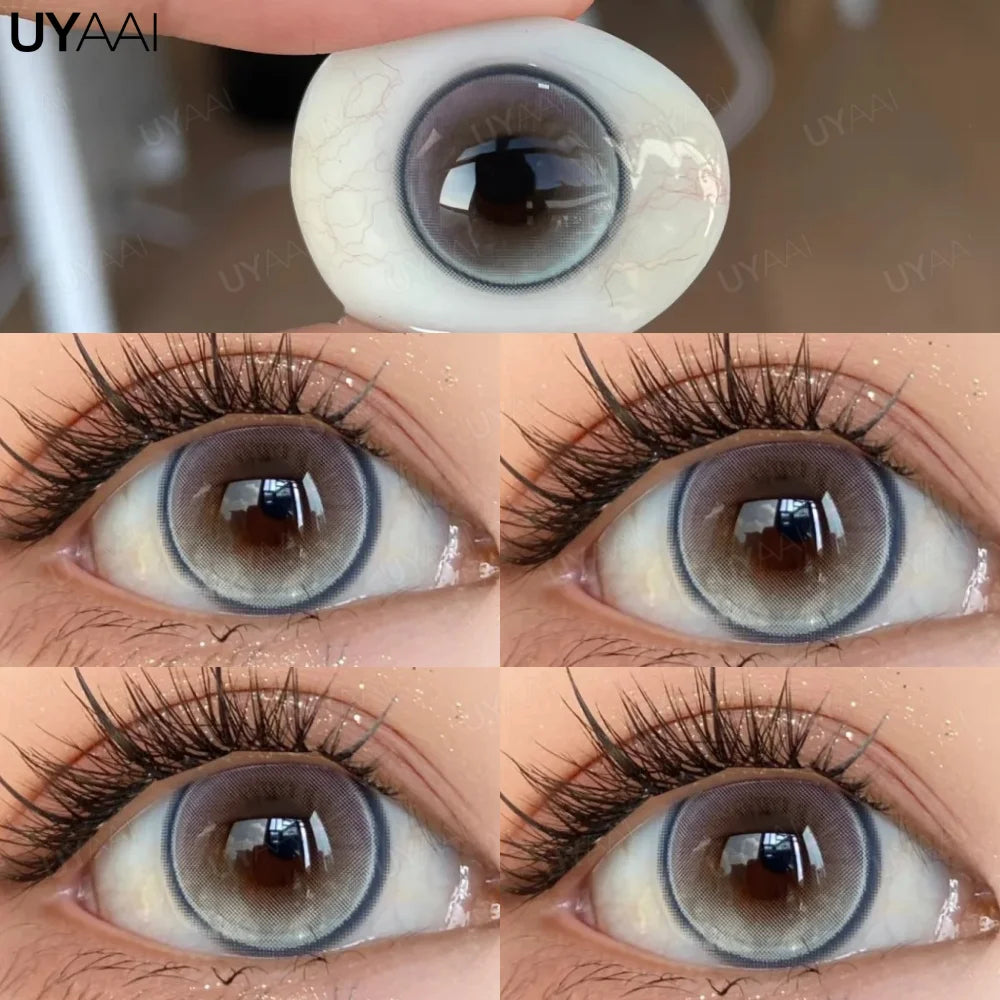 UYAAI Big Eye Black Lenses Colored Contact Lenses for Eyes 15mm/14.5mm Brown Natural Eye Color Len Gray Lenses Purple Lenses y2k