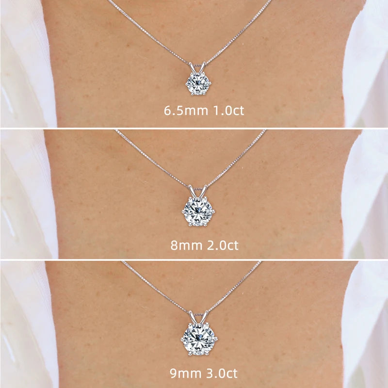 IOGOU Luxury 3.0 Carat Moissanite Pendant Necklaces for Women Real 925 Silver 1ct 2ct Diamond Necklace Engagement Jewelry Gifts