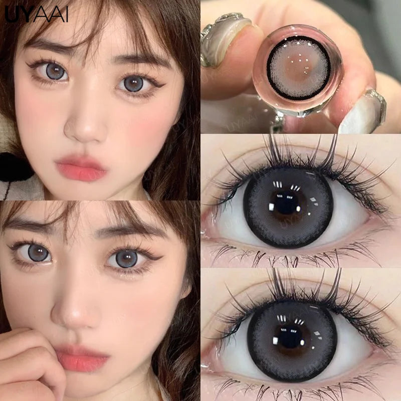 UYAAI 15mm Big Diameter Black Lenses 14.5mm Lenses  Colored Contact Lenses for Eyes Big Eye Lenses Natural Look Lenses