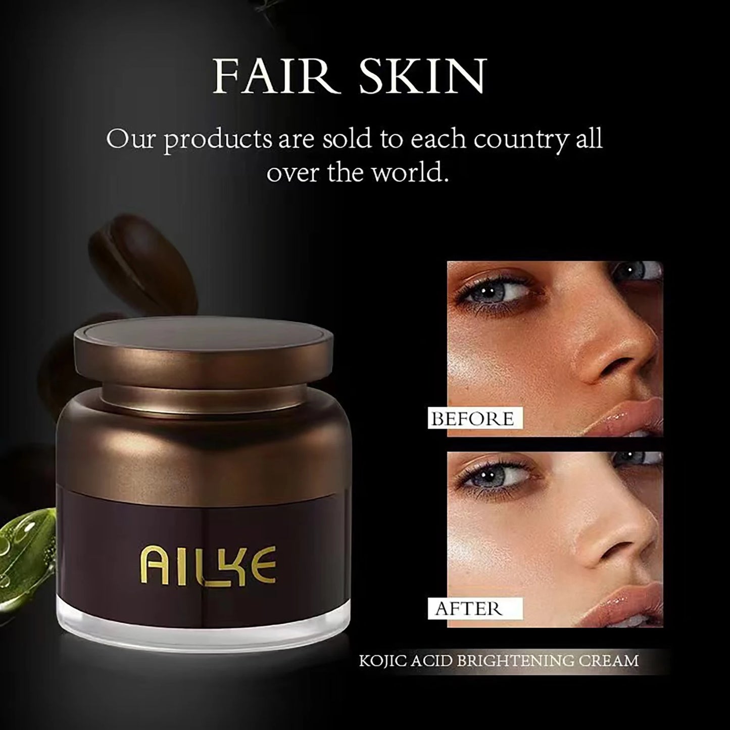 AILKE Hot Selling Face care creams sets Kojic Acid SPF UVA & UVB Sunscreen Facial Skin Whitening Moisturizer Anti Aging Wrinkles