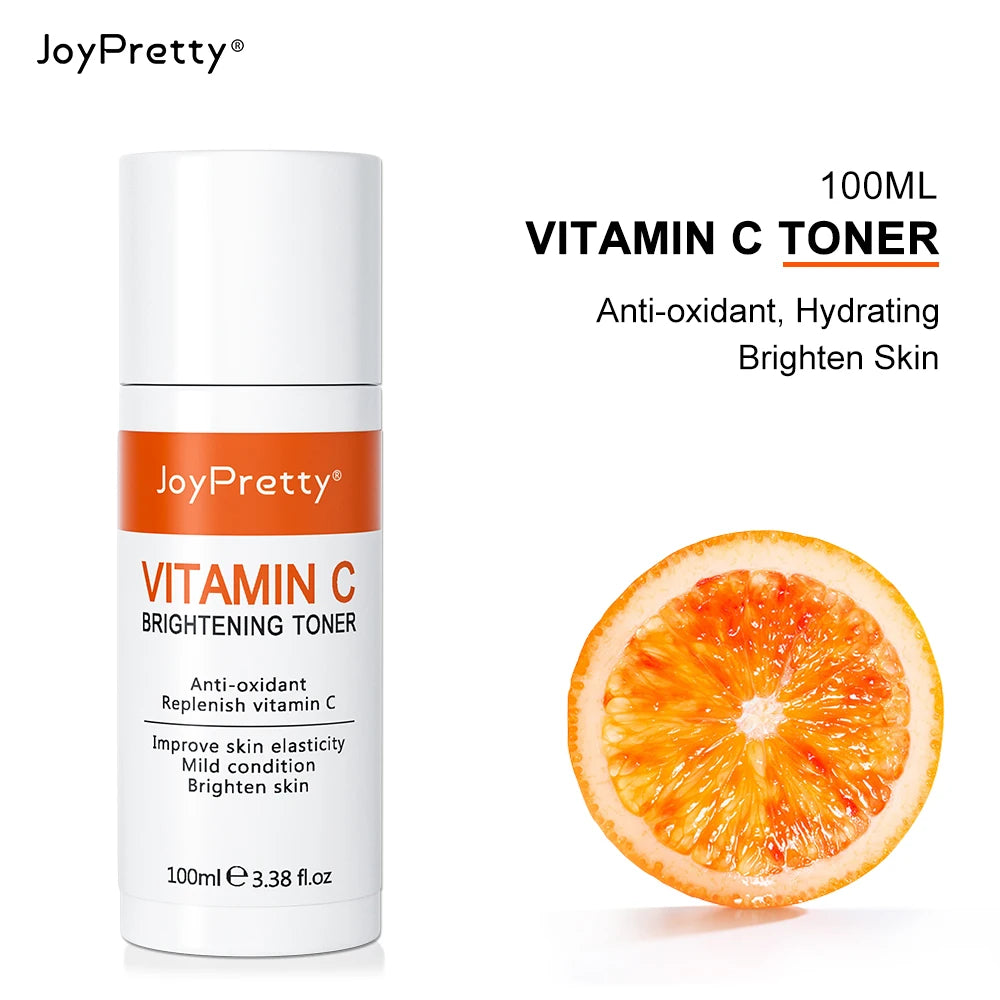 JoyPretty Vitamin C Skin Care Set Face Whitening Dark Spots Cream Serum Gentle Cleaning Deep Moisturizing Pore Shrinkle Skincare