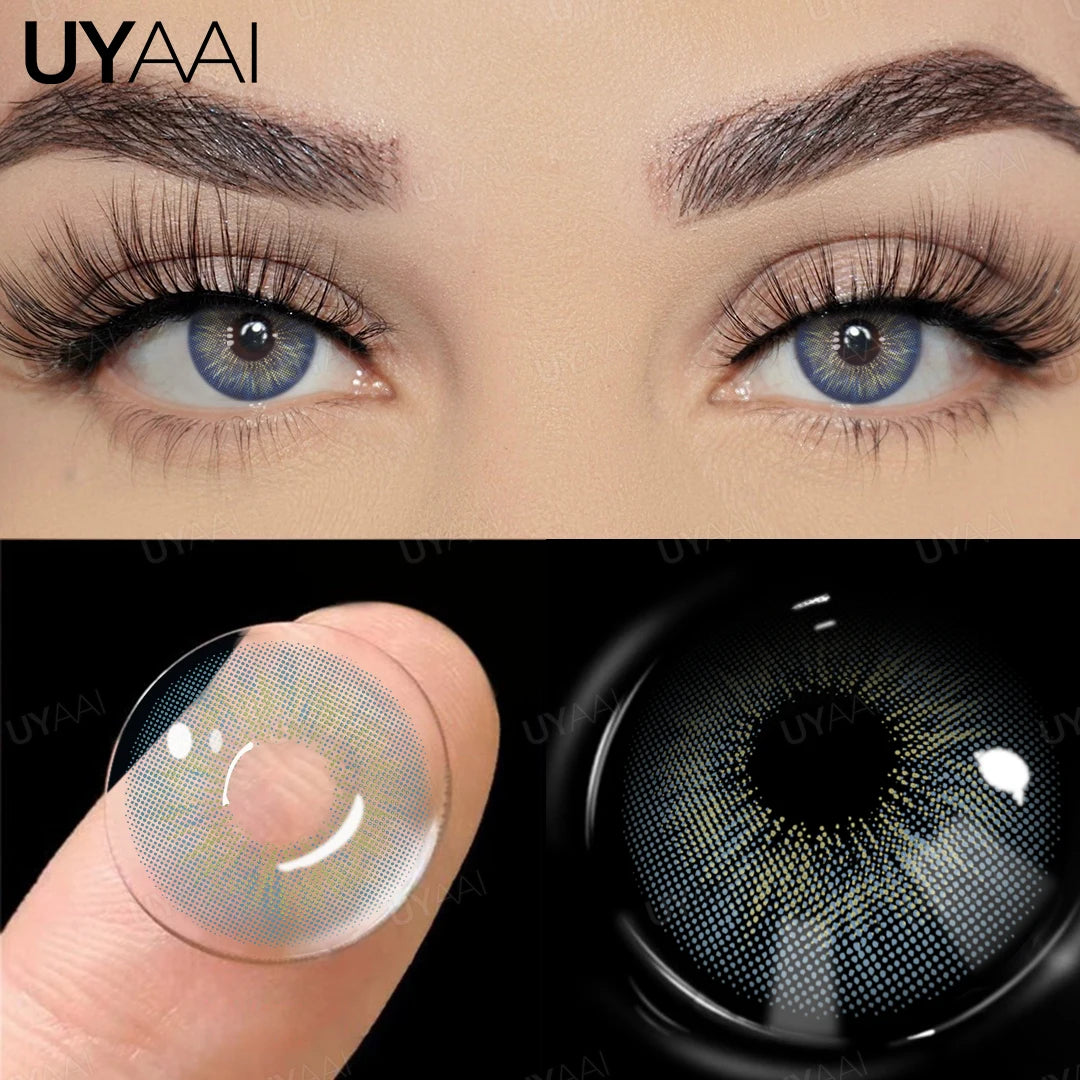 UYAAI 1 Pair Blue Eye Color Lenses Natural Green Eye Contacts High Quality Colored Pupils for Eyes Natural Fashion Lenses