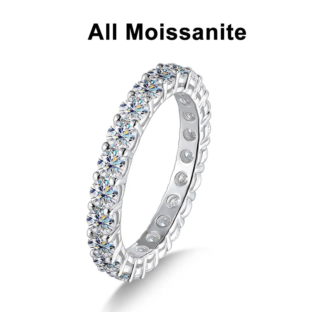 KNOBSPIN 3mm Round Moissanite Ring 18K White Gold Plated 925 Sterling Silver Fine Jewelry Wedding Engagement Rings for Women Man