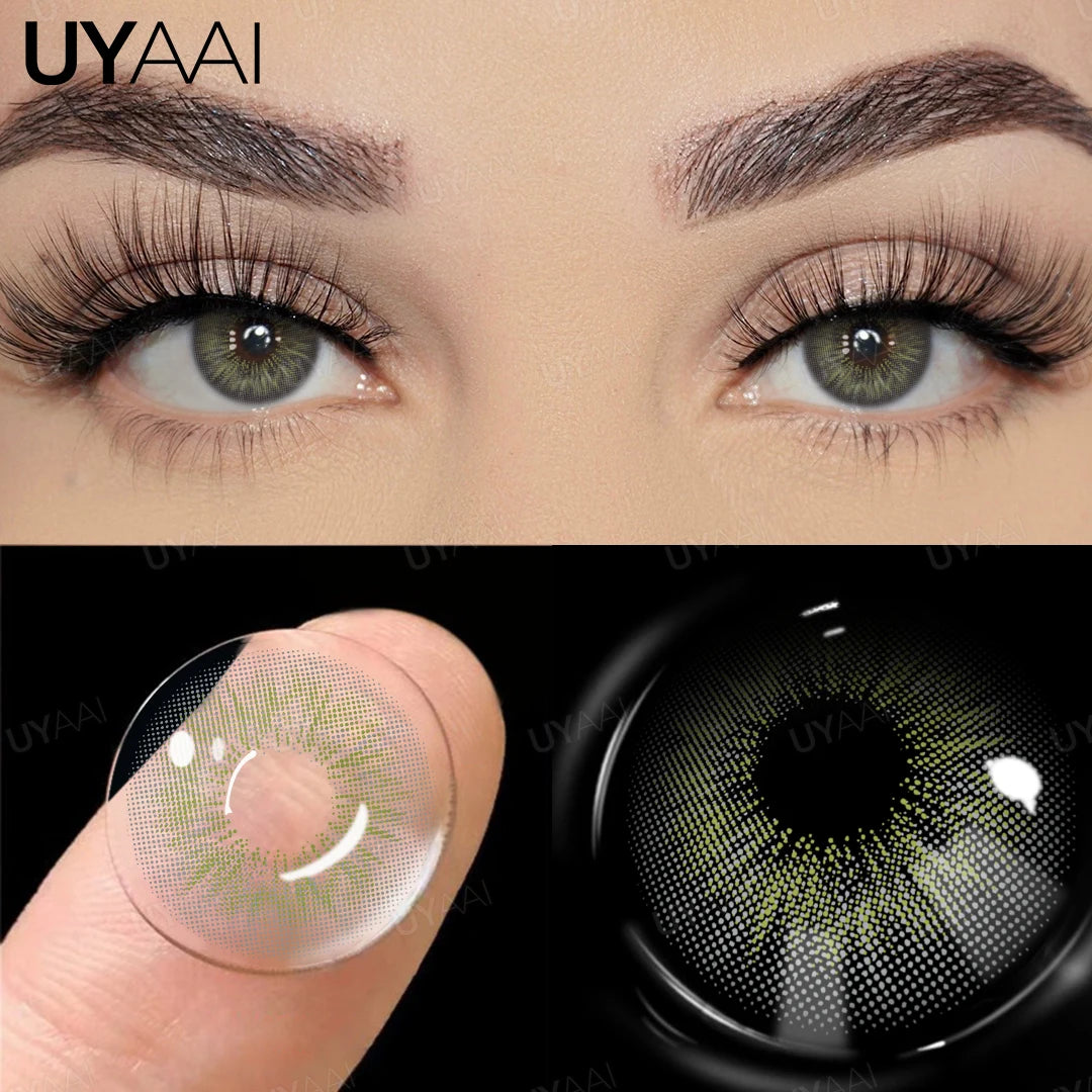 UYAAI 1 Pair Blue Eye Color Lenses Natural Green Eye Contacts High Quality Colored Pupils for Eyes Natural Fashion Lenses