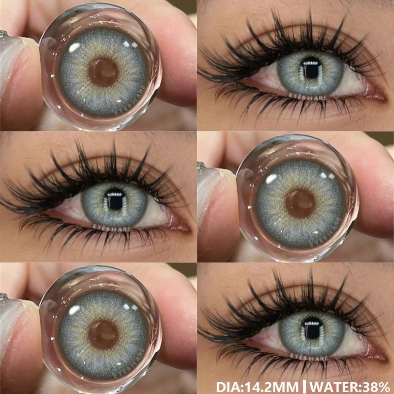 EYESHAE 1Pair Natural Colored Lenses for Eyes Fashion Blue Lenses Gray Contact Lenses Black Lense Colored Pupils for Eyes Yearly