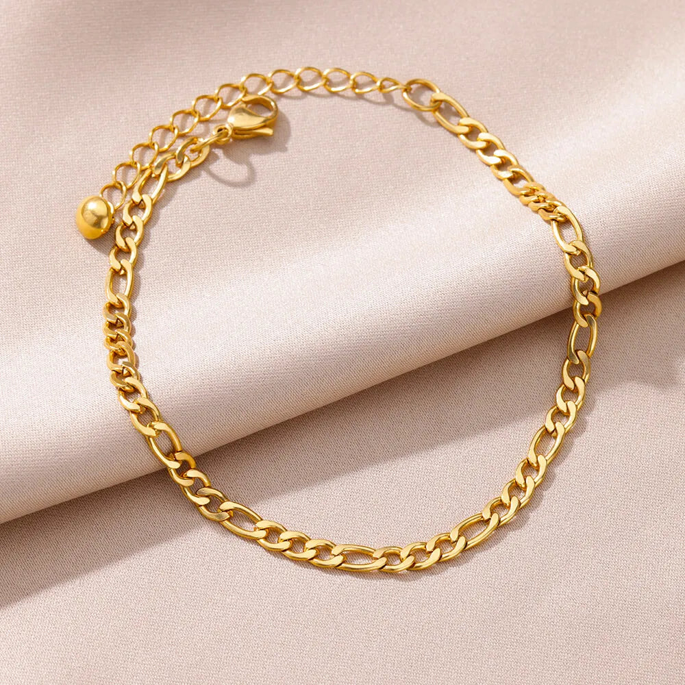 Anklets for Women Summer Beach Accessories Stainless Steel Imitation Pearl Chain Anklet Gold Color Leg Bracelets Bodychain Gifts