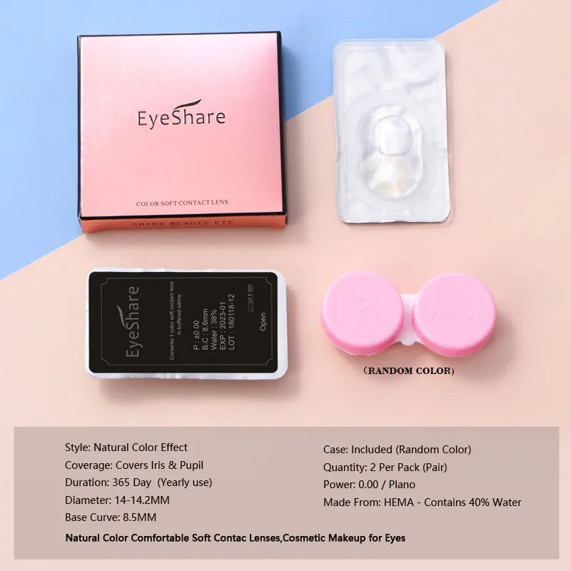 EYESHAE 1Pair Natural Colored Lenses for Eyes Fashion Blue Lenses Gray Contact Lenses Black Lense Colored Pupils for Eyes Yearly