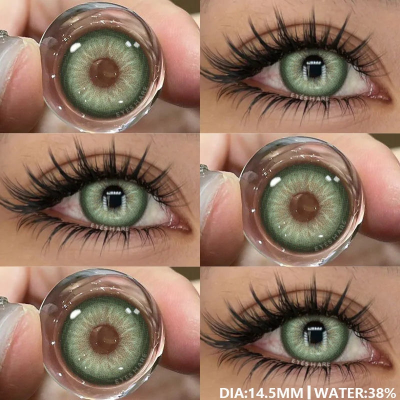 EYESHAE 1Pair Natural Colored Lenses for Eyes Fashion Blue Lenses Gray Contact Lenses Black Lense Colored Pupils for Eyes Yearly