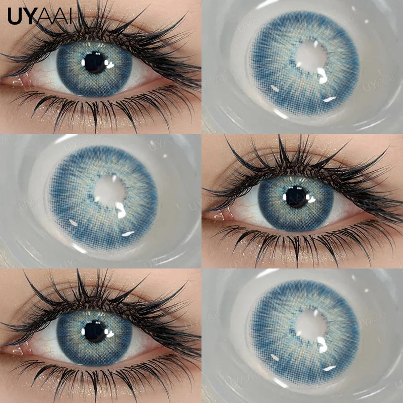 UYAAI 1 Pair Blue Eye Color Lenses Natural Green Eye Contacts High Quality Colored Pupils for Eyes Natural Fashion Lenses