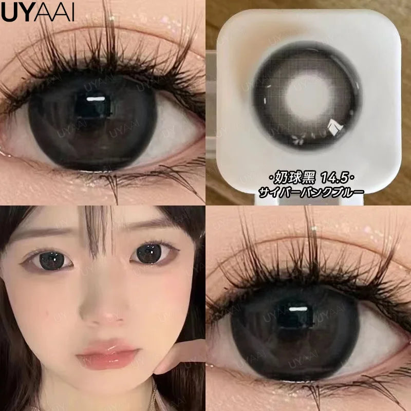 UYAAI Big Eye Black Lenses Colored Contact Lenses for Eyes 15mm/14.5mm Brown Natural Eye Color Len Gray Lenses Purple Lenses y2k