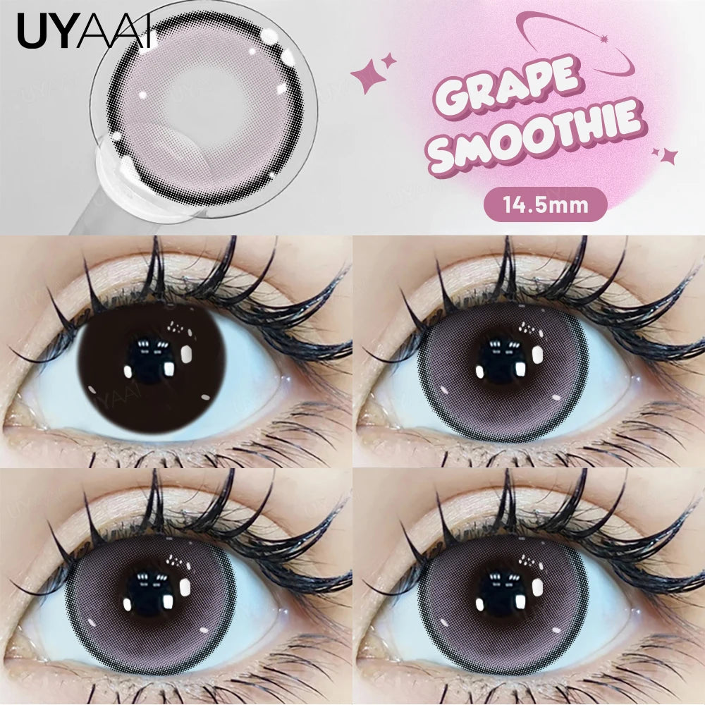 UYAAI 15mm Big Diameter Black Lenses 14.5mm Lenses  Colored Contact Lenses for Eyes Big Eye Lenses Natural Look Lenses