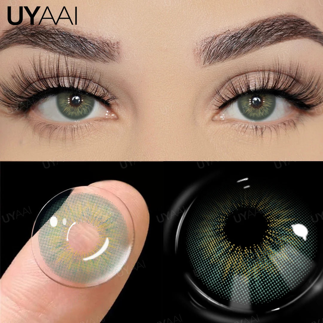 UYAAI 1 Pair Blue Eye Color Lenses Natural Green Eye Contacts High Quality Colored Pupils for Eyes Natural Fashion Lenses