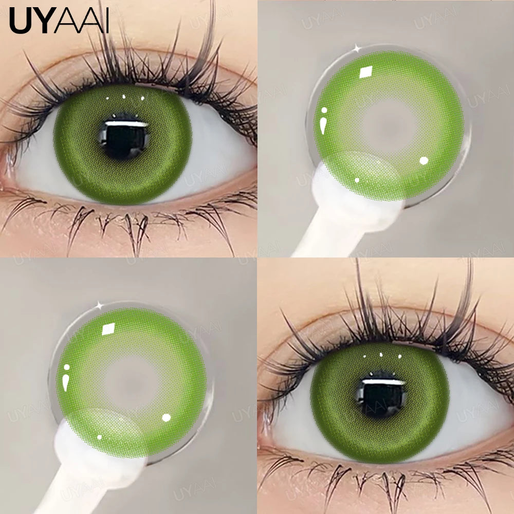 UYAAI 1 Pair Blue Eye Color Lenses Natural Green Eye Contacts High Quality Colored Pupils for Eyes Natural Fashion Lenses