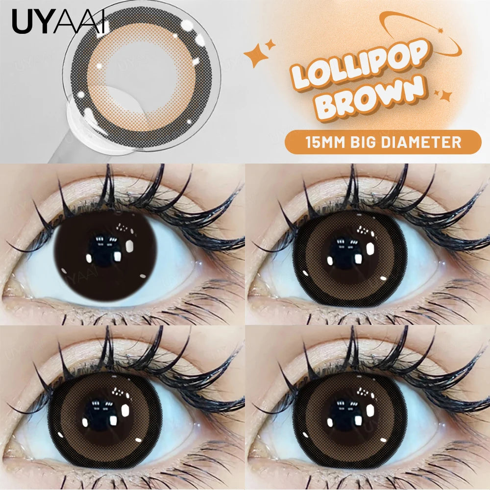 UYAAI Big Eye Black Lenses Colored Contact Lenses for Eyes 15mm/14.5mm Brown Natural Eye Color Len Gray Lenses Purple Lenses y2k