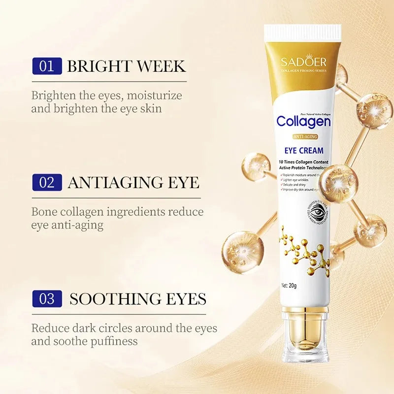 SADOER Collagen Eye Cream Retinol Eye Cream Anti Dark Circles Eye Bag Firming Skin Moisturizing Skincare Skin Care for Eyes Care