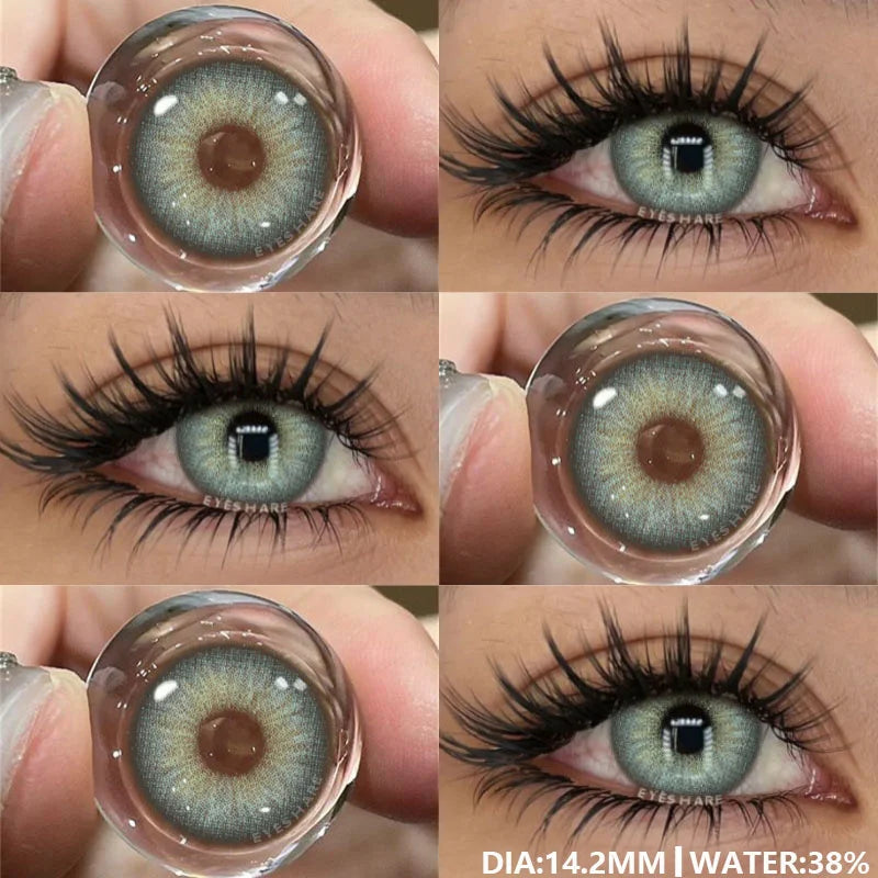 EYESHAE 1Pair Natural Colored Lenses for Eyes Fashion Blue Lenses Gray Contact Lenses Black Lense Colored Pupils for Eyes Yearly