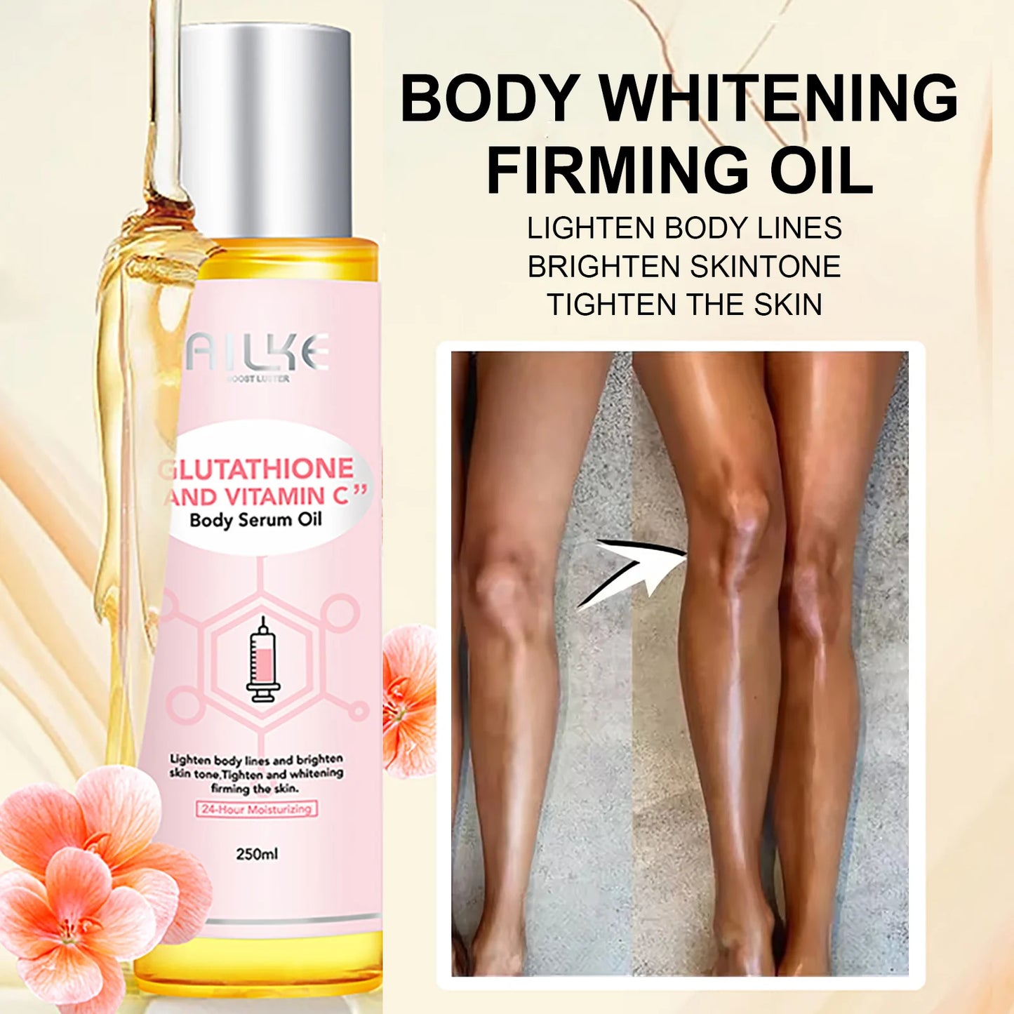 AILKE Skin Lightening Cream, Smooth Skin Glowing Lotion, With Glutathion, Shea Butter, Vitamin C, Moisturizing Body Cream