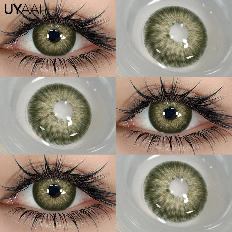 UYAAI 1 Pair Blue Eye Color Lenses Natural Green Eye Contacts High Quality Colored Pupils for Eyes Natural Fashion Lenses