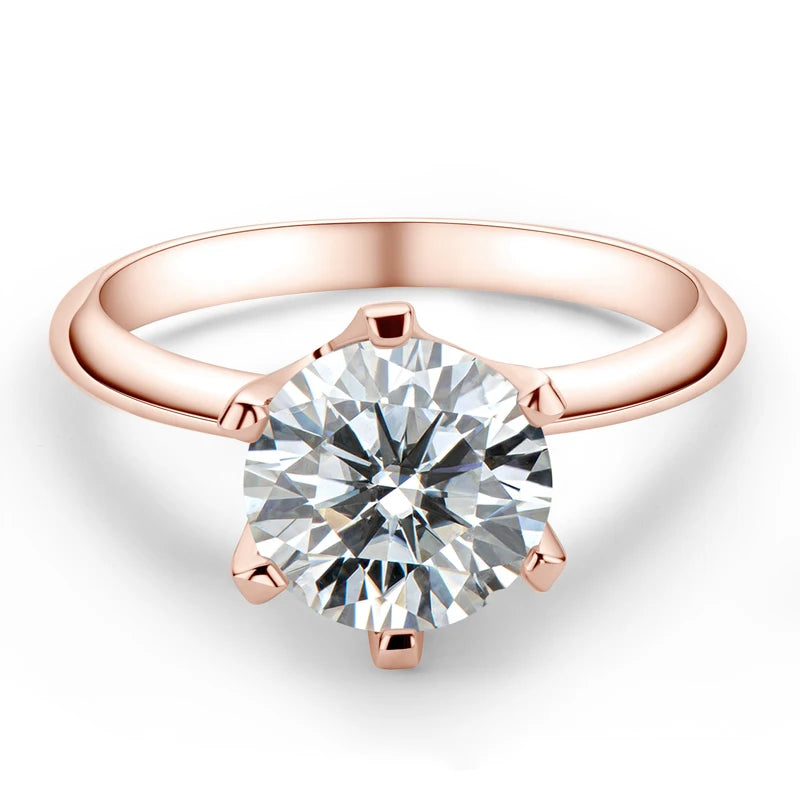 IOGOU D Moissanite Ring 3ct Diamond Engagement Ring Solitaire for women 2ct Moissanite Ring with Certificate 14k Rose Gold Ring